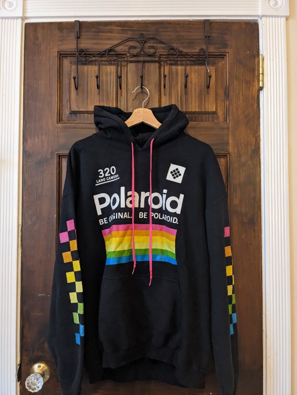 90s Retro Polaroid Pattern Sleeve Hoodie Vintage